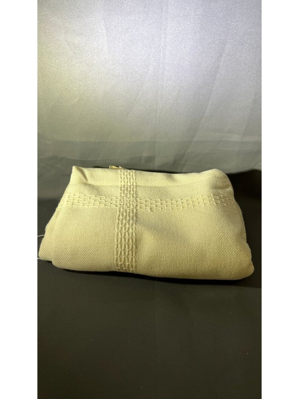Woven Cotton Textured Cream Blanket With Subtle Check Pattern - Picture 2 of 3